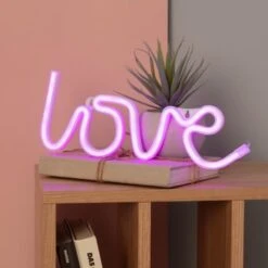 Neon LED Love Con Batteria RosaAA - LR617 MmAA - LR6