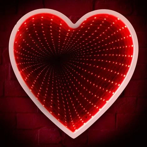 Lampada A Cuore Specchio Tunnel Infinito Da Muro 21 LED Grundig Luce Rilassante 3 Lampada A Cuore Specchio Tunnel Infinito Da Muro 21 LED Grundig Luce Rilassante