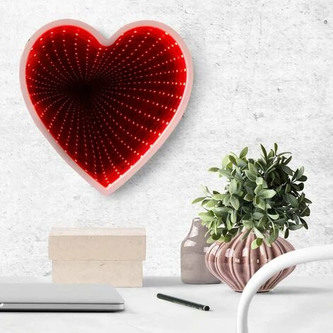 Lampada A Cuore Specchio Tunnel Infinito Da Muro 21 LED Grundig Luce Rilassante 6 Lampada A Cuore Specchio Tunnel Infinito Da Muro 21 LED Grundig Luce Rilassante - immagine 4