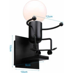 Lampada Da Parete Cartone Animato Umanoide A Forma Di Sci Plafoniere Moderna Creativa Per Camera Dei Bambini, Corridoio, Ristorante, Cucina,Nero -Negozio Di Illuminazione Per La Casa Alla Moda 19297813 4