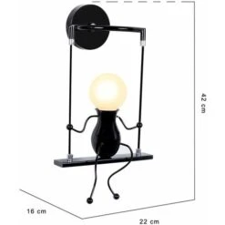 Swing Decor Plafoniere Cartoon Forma Umana Applique Da Parete Creativa Applique Moderna In Metallo Per Soggiorno Camera Da Letto Camera Dei Bambini Nero -Negozio Di Illuminazione Per La Casa Alla Moda 19297987 4