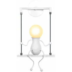 Swing Decor Plafoniere Cartoon Forma Umana Applique Da Parete Creativa Applique Moderna In Metallo Per Soggiorno Camera Da Letto Camera Dei Bambini Bianca