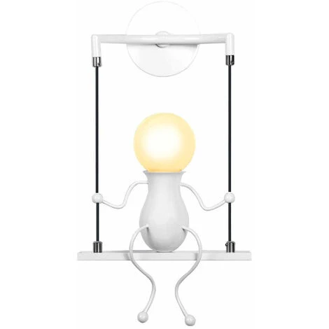 Swing Decor Plafoniere Cartoon Forma Umana Applique Da Parete Creativa Applique Moderna In Metallo Per Soggiorno Camera Da Letto Camera Dei Bambini Bianca