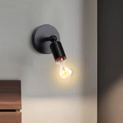 2PCS Applique Da Parete In Ferro Metallo Lampada Da Parete Regolabile Ad Angolo Applique Parete Retrò Creativo Per Bar Caffetteria Nero -Negozio Di Illuminazione Per La Casa Alla Moda 19303457 4