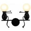 Lampada Da Parete Nordic Semplice In Ferro Battuto Creativa Lampadari A Sospensione Umanoide 2 Teste Lampadario Per Soggiorno Camera Da Letto Camera Dei Bambini Nero -Negozio Di Illuminazione Per La Casa Alla Moda 19473630 1