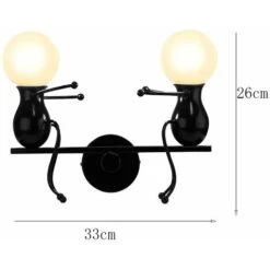 Lampada Da Parete Nordic Semplice In Ferro Battuto Creativa Lampadari A Sospensione Umanoide 2 Teste Lampadario Per Soggiorno Camera Da Letto Camera Dei Bambini Nero -Negozio Di Illuminazione Per La Casa Alla Moda 19473630 4