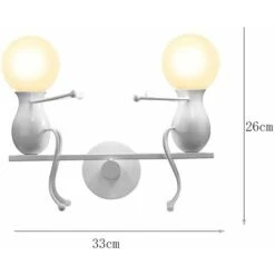 Lampada Da Parete Nordic Semplice In Ferro Battuto Creativa Lampadari A Sospensione Umanoide 2 Teste Lampadario Per Soggiorno Camera Da Letto Camera Dei Bambini Bianca -Negozio Di Illuminazione Per La Casa Alla Moda 19473635 4
