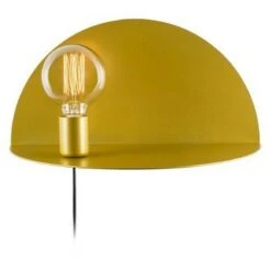 Lampada A Parete Shelfie - Applique - Con Mensola, Porta Oggetti - Per Soggiorno, Camera - Oro In Metallo, 40 X 20 X 20 Cm, 1 X E27, Max 100W