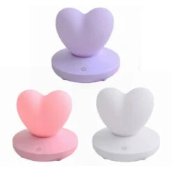 Lampada Led Touch Tavolo Cuore Luce Notturna Batteria Portatile 3 Intesita' Luce