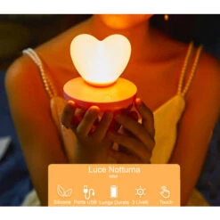 Lampada Led Touch Tavolo Cuore Luce Notturna Batteria Portatile 3 Intesita' Luce -Negozio Di Illuminazione Per La Casa Alla Moda 22189518 4