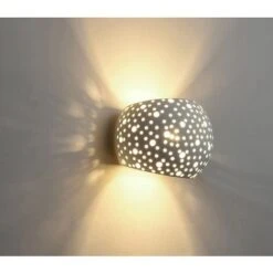Applique Lampada Interno Gesso Bianco Forato Doppio Fascio Luce DR GS-5018