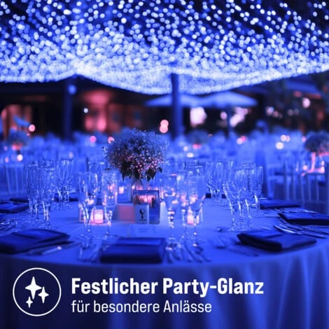 Luci Led Decorative Catena Luminosa LED Cascata Luminosa Interno Sterno Stringa Lichternetz 100 LED Blau (de) 6 Luci Led Decorative Catena Luminosa LED Cascata Luminosa Interno Sterno Stringa Lichternetz 100 LED Blau (de) - immagine 4