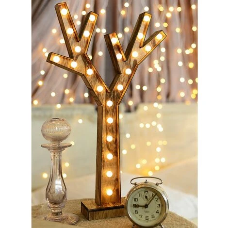Albero Di Legno A LED A Batteria 4 Albero Di Legno A LED A Batteria - immagine 2