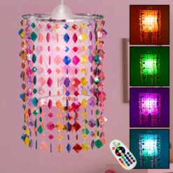Plafoniera A Sospensione Per Bambini TELECOMANDO Luce Di Cristallo Dimmerabile In Un Set Di Lampadine LED RGB