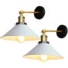2PCS-Applique Da Parete Vintage Bianca 22CM Lampada Da Parete In Ferro Metallico Luce A Muro Retro Industriale -Negozio Di Illuminazione Per La Casa Alla Moda 28957248 1