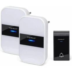 2 CAMPANELLI SENZA FILI WIRELESS DIGITALE IP44 PORTE CASA UFFICIO AIGOSTAR NERO BIANCO