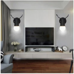 2 Pcs Moderno Lampada Da Parete Interni LED Applique Da Parete Animale Creativo Decorazione Camera Da Letto Soggiorno Nero -Negozio Di Illuminazione Per La Casa Alla Moda 36486232 3