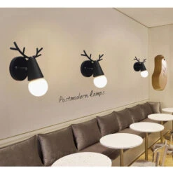 2 Pcs Moderno Lampada Da Parete Interni LED Applique Da Parete Animale Creativo Decorazione Camera Da Letto Soggiorno Nero -Negozio Di Illuminazione Per La Casa Alla Moda 36486232 4