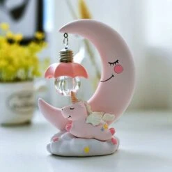LED Night Light Kids Resin Moon Unicorn Cartoon Baby Nursery Lamp Breathe For Kids Child Girls Toy Gift For Nursery - Rosa -Negozio Di Illuminazione Per La Casa Alla Moda 36737565 4