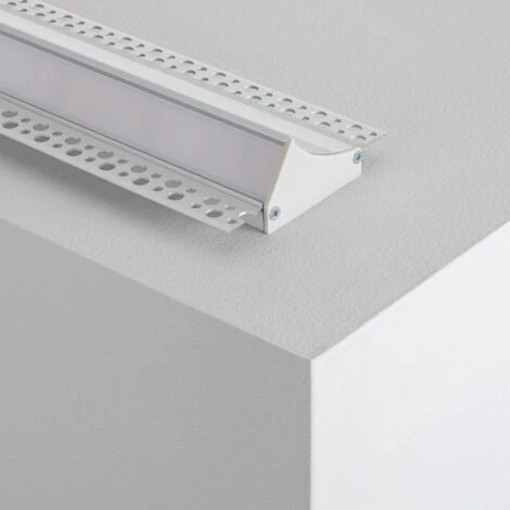 Profilo In Alluminio Da Incasso In Gesso / Cartongesso Con Coperchio Continuo Per Strisce LED Fino A 20mm 6 Profilo In Alluminio Da Incasso In Gesso / Cartongesso Con Coperchio Continuo Per Strisce LED Fino A 20mm - immagine 4