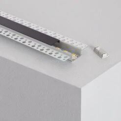 Profilo In Alluminio Integrazione In Gesso / Cartongesso Per Doppia Striscia LED Fino A 20mm 1000 Mm Coperchio Nero