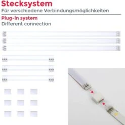 Striscia LED 2m, Set Di 4 Pezzi Da 50cm, Luce Bianca Naturale 4000k, Include Connettori, Interruttore E Spina Europea, Uso Interno, Accorciabili, Adesive, Per Soggiorno Cucina Camera Da Letto, IP20 -Negozio Di Illuminazione Per La Casa Alla Moda 42825713 5