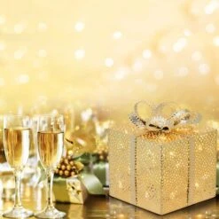 Pacco Regalo Cubico Scatola Decorazione Natalizia Addobbo Luminoso Con Led Color Champagne -16,5 Cm -Negozio Di Illuminazione Per La Casa Alla Moda 43173540 3