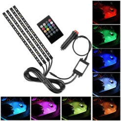 Striscia LED Interni Auto Rgb 4 Strip Luminose Adesive 72 Led Impermeabili QCD52