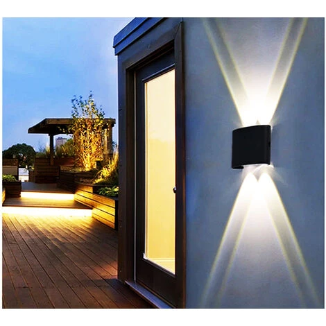 Applique LED Lampada Parete 12W Ovale Nero Doppia Luce Fredda Esterno Interno 3 Applique LED Lampada Parete 12W Ovale Nero Doppia Luce Fredda Esterno Interno