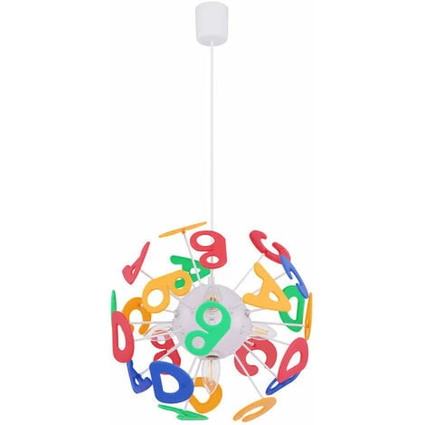 Lampada A Sospensione Per Cameretta Dei Bambini Lettere Lampada A Sospensione Lampada Per Bambini A Forma Di Palla, Plastica Colorata, Prese 4x E14, PxH 35x120 Cm 4 Lampada A Sospensione Per Cameretta Dei Bambini Lettere Lampada A Sospensione Lampada Per Bambini A Forma Di Palla, Plastica Colorata, Prese 4x E14, PxH 35x120 Cm - immagine 2
