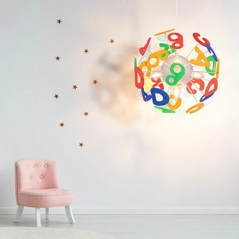 Lampada A Sospensione Per Cameretta Dei Bambini Lettere Lampada A Sospensione Lampada Per Bambini A Forma Di Palla, Plastica Colorata, Prese 4x E14, PxH 35x120 Cm 5 Lampada A Sospensione Per Cameretta Dei Bambini Lettere Lampada A Sospensione Lampada Per Bambini A Forma Di Palla, Plastica Colorata, Prese 4x E14, PxH 35x120 Cm - immagine 3