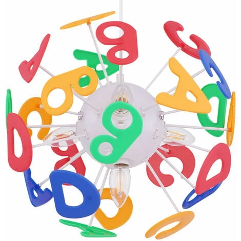 Lampada A Sospensione Per Cameretta Dei Bambini Lettere Lampada A Sospensione Lampada Per Bambini A Forma Di Palla, Plastica Colorata, Prese 4x E14, PxH 35x120 Cm 6 Lampada A Sospensione Per Cameretta Dei Bambini Lettere Lampada A Sospensione Lampada Per Bambini A Forma Di Palla, Plastica Colorata, Prese 4x E14, PxH 35x120 Cm - immagine 4