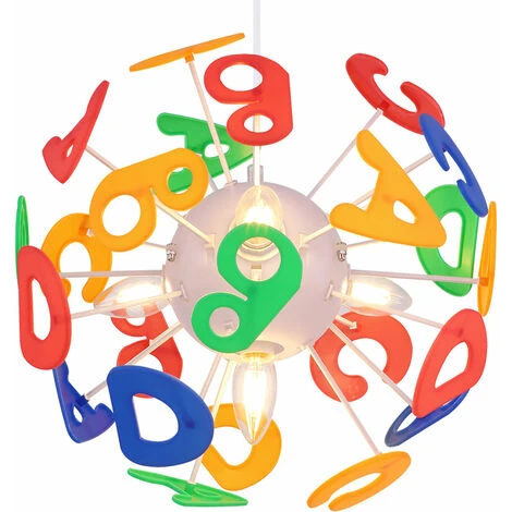 Lampada A Sospensione Per Cameretta Dei Bambini Lettere Lampada A Sospensione Lampada Per Bambini A Forma Di Palla, Plastica Colorata, Prese 4x E14, PxH 35x120 Cm 7 Lampada A Sospensione Per Cameretta Dei Bambini Lettere Lampada A Sospensione Lampada Per Bambini A Forma Di Palla, Plastica Colorata, Prese 4x E14, PxH 35x120 Cm - immagine 5