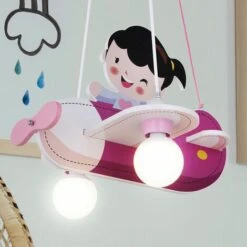 Bambini Soffitto Lampada A Pendolo Ragazze Aeroplano Sala Giochi Legno Aviatore Appeso Rosa Chiaro Bianco -Negozio Di Illuminazione Per La Casa Alla Moda 46925196 3