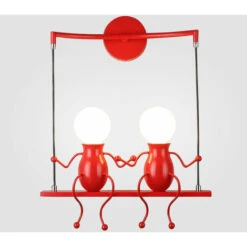 Lampada Da Parete Creativa A Doppia Testa Person Art Lampada Da Parete Lampada Da Parete Alla Moda Moderna Rosso Per L'Ufficio Del Bar Della Camera Da Letto -Negozio Di Illuminazione Per La Casa Alla Moda 51783657 3