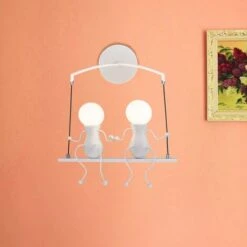 Lampada Da Parete Creativa A Doppia Testa Person Art Lampada Da Parete Lampada Da Parete Alla Moda Moderna Bianca Per L'Ufficio Del Bar Della Camera Da Letto -Negozio Di Illuminazione Per La Casa Alla Moda 51783660 3