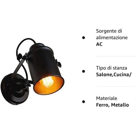 Lampade Da Parete Per Interni, Applique Industriale E27 Lampade A Sospensione Decorative Su Braccio Con Braccio Girevole 4 Lampade Da Parete Per Interni, Applique Industriale E27 Lampade A Sospensione Decorative Su Braccio Con Braccio Girevole - immagine 2