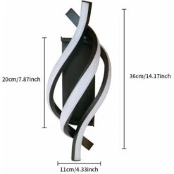 Aplique LED Da Parete Interno, Lampada Da Parete Moderna 18W 1620 Lumen, Applique Interno Design Curvo 6000K Nero Per Camera Da Letto, Studio -Negozio Di Illuminazione Per La Casa Alla Moda 52072892 5