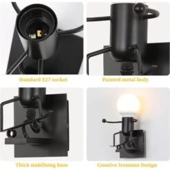 Applique Da Parete Vintage, Lampada Da Parete Industriale, Lampada Moderna E27 Per Corridoio Cucina Camera Da Letto 11 Applique Da Parete Vintage, Lampada Da Parete Industriale, Lampada Moderna E27 Per Corridoio Cucina Camera Da Letto -Negozio Di Illuminazione Per La Casa Alla Moda 52860055 5