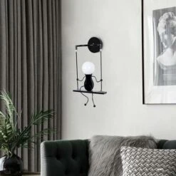Lampada Da Parete A LED Per Interni, Lampada Da Comodino Per Bambini Swing, Lampada Da Parete Per Interni Creativa Adatta Per Corridoio Soggiorno Camera Da Letto, E27, Lampadina Non Inclusa, 220v, IP2 -Negozio Di Illuminazione Per La Casa Alla Moda 54019170 4