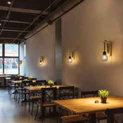 Applique Industriale Vintage, Lampada Da Parete In Legno Rustico Retrò, Lampada Da Muro A Sospensione In Corda Di Canapa Con Paralume In Metallo Nero Per Camera Da Letto, Soggiorno (Senza Lampadine) -Negozio Di Illuminazione Per La Casa Alla Moda 54960409 4