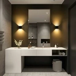 Lampada Da Parete A LED Da 1 Confezione Per Interni, Applique Da Parete, Lampada Da Parete Nera Moderna, Illuminazione In Alluminio Da 12 W Per Soggiorno, Camera Da Letto, Bagno, Cucina, Bianco Caldo -Negozio Di Illuminazione Per La Casa Alla Moda 55552147 4