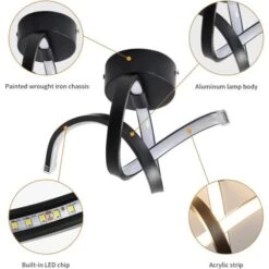 LED Lampada Da Parete Interno, 16W Applique Da Parete Di Design Curve, Lampada A Muro Moderno In Acrilico Per Corridoio, Scale, Ingresso, Camera Da Letto, 3500K Bianco Caldo -Negozio Di Illuminazione Per La Casa Alla Moda 56197249 5