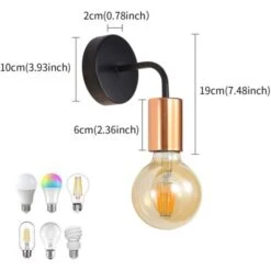 2 Pezzi Applique Da Parete Per Interni, Mini Applique Da Parete Industriale, Lampada In Ferro E27 Non Contiene Lampadina, Per La Decorazione Del Soggiorno Della Camera Da Letto Del Ristorante -Negozio Di Illuminazione Per La Casa Alla Moda 56197321 4