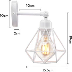 2X Lampada Da Parete Interni, Industriale Stile Applique In Metallo, Illuminazione Da Parete Gabbia Diamante Regolabile 180° Per Soggiorno Camera Da Letto Corridoio (Bianco) -Negozio Di Illuminazione Per La Casa Alla Moda 56487144 5