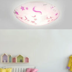 Lampada Da Soffitto Lampada Da Soffitto A LED Per Bambini Lampada Da Soffitto Per Ragazze Cameretta Rotonda, Vetro Unicorno Stelle Bianco Rosa, 16W 960lm Bianco Caldo, D 30 Cm -Negozio Di Illuminazione Per La Casa Alla Moda 63599863 3