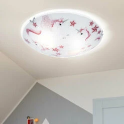 Lampada Da Soffitto Lampada Da Soffitto A LED Per Bambini Lampada Da Soffitto Per Ragazze Cameretta Rotonda, Vetro Unicorno Stelle Bianco Rosa, 16W 960lm Bianco Caldo, D 30 Cm -Negozio Di Illuminazione Per La Casa Alla Moda 63599863 5