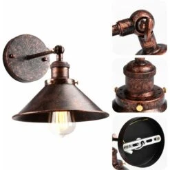 2X Lampada Da Parete Interni, Industriale Stile Applique Con Ø22cm Paralume, Illuminazione Da Parete Regolabile 180° Per Soggiorno Camera Da Letto Corridoio (Rosta Rossa) -Negozio Di Illuminazione Per La Casa Alla Moda 63686280 4