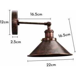 2X Lampada Da Parete Interni, Industriale Stile Applique Con Ø22cm Paralume, Illuminazione Da Parete Regolabile 180° Per Soggiorno Camera Da Letto Corridoio (Rosta Rossa) -Negozio Di Illuminazione Per La Casa Alla Moda 63686280 5