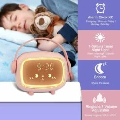 Sveglia Digitale Per Bambini Per Ragazze Orologio Digitale Per Ragazzi Sveglia A LED Con Luce Notturna Angelo Con Lampada Da Comodino Luminosa (rosa) -Negozio Di Illuminazione Per La Casa Alla Moda 63852817 3